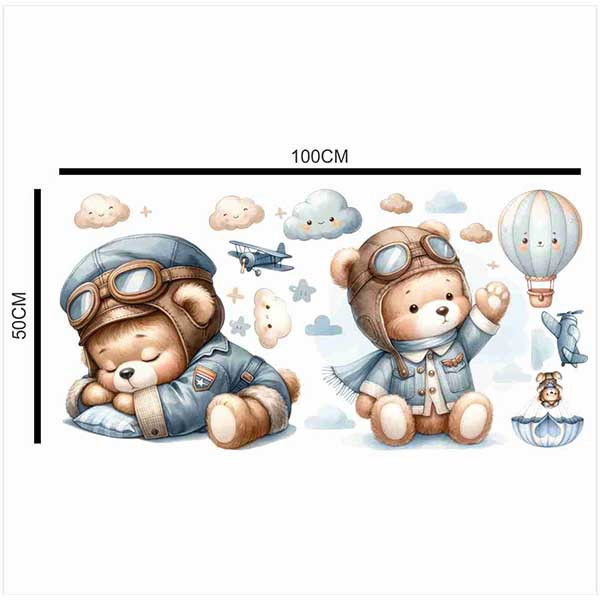 استیکر دیواری کودک راتیانا مدل رویای خرس های خلبان