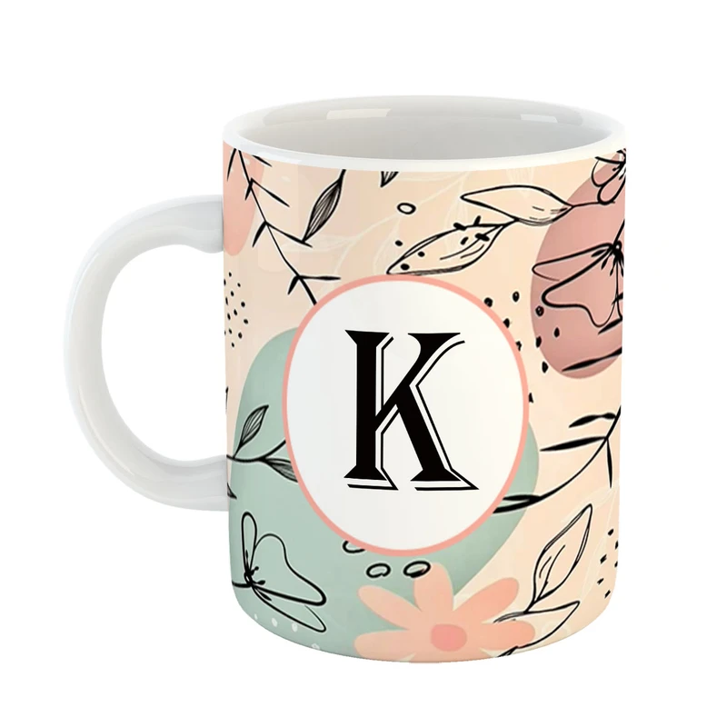 ماگ پادآفرین مدل فانتزی طرح حرف K کد 34