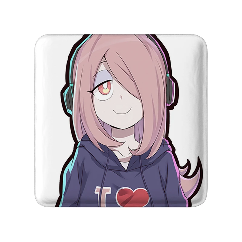 مگنت خندالو طرح سوسی انیمه جادوگران کوچک Little Witch Academia  مدل مربعی کد 22956