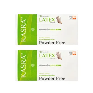 دستکش لاتکس غیر پودری کسری طب مدل Excellent Finishing سایز متوسط بسته 2 عددی
