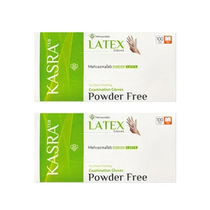 دستکش لاتکس غیر پودری کسری طب مدل Excellent Finishing سایز متوسط بسته 2 عددی