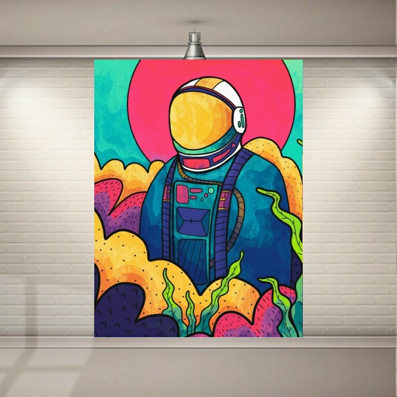 استیکر دیواری طرح فضانورد مدرن مدل SDA3132