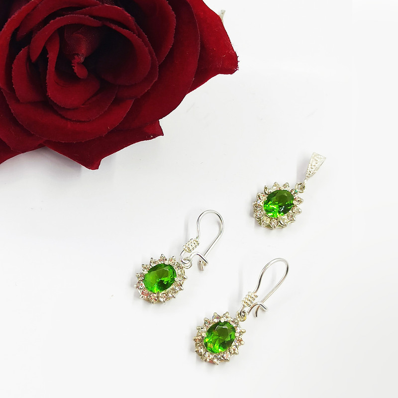 نیم ست نقره زنانه سلین کالا مدل زبرجد ce-k92 نیم ست نقره زنانه سلین کالا مدل زبرجد ce-k92