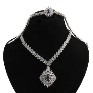 نیم ست نقره زنانه بازرگانی میلادی مدل یاقوت کبود کد NTR_330