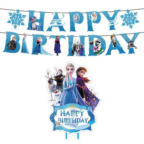 ریسه تولد و تاپر کیک مدل تولد مبارک طرح فروزن کد 13