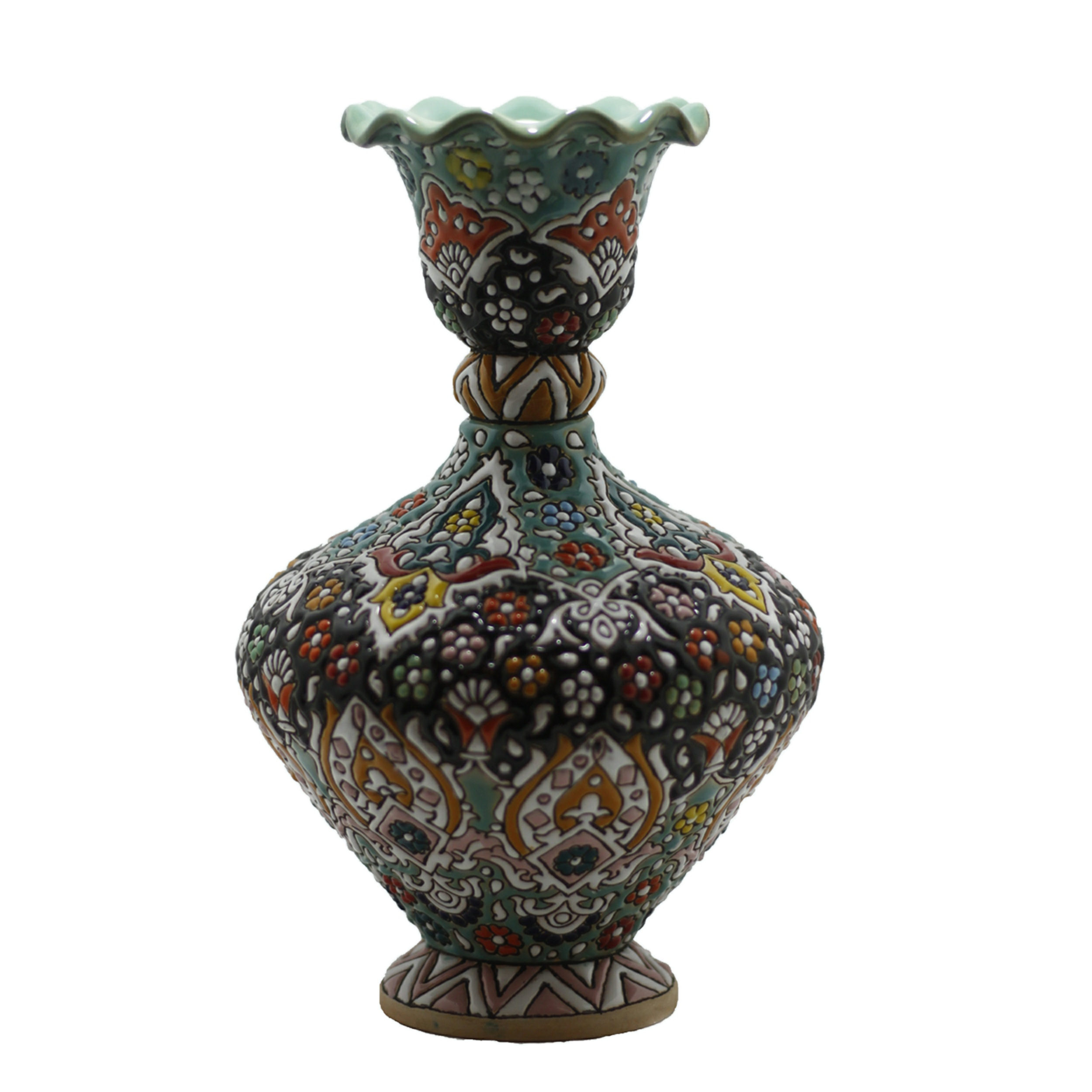 گلدان میناکاری سفالی مدل Ros0001