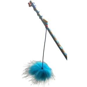 اسباب بازی سگ و گربه مدل چوب ماهیگیری خزدار