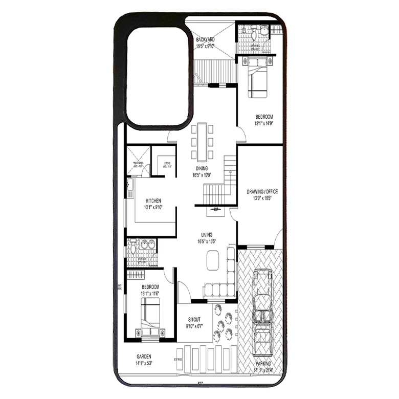 کاور طرح نقشه ساختمانی مناسب برای گوشی موبایل شیائومی redmi note 10 pro max