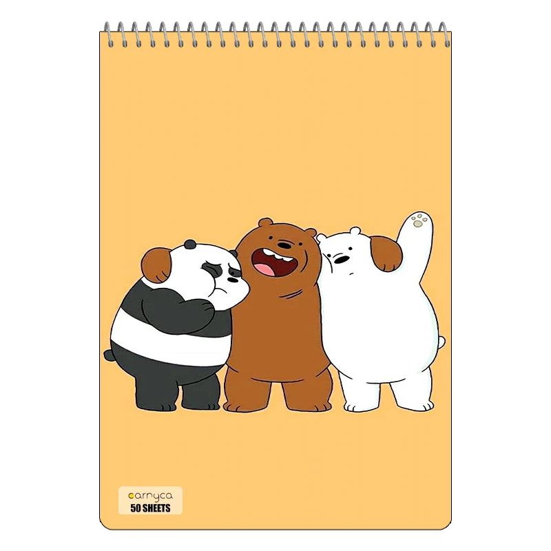 دفتر نقاشی 50 برگ سیمی کارنیکا طرح سه خرس کله پوک We Bare Bears کد 33745