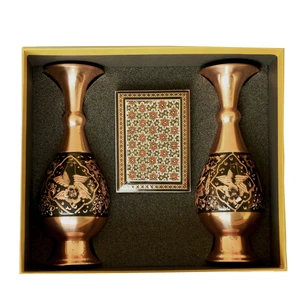 گلدان الماس تراش مدل جفت و جعبه خاتم کد 0012