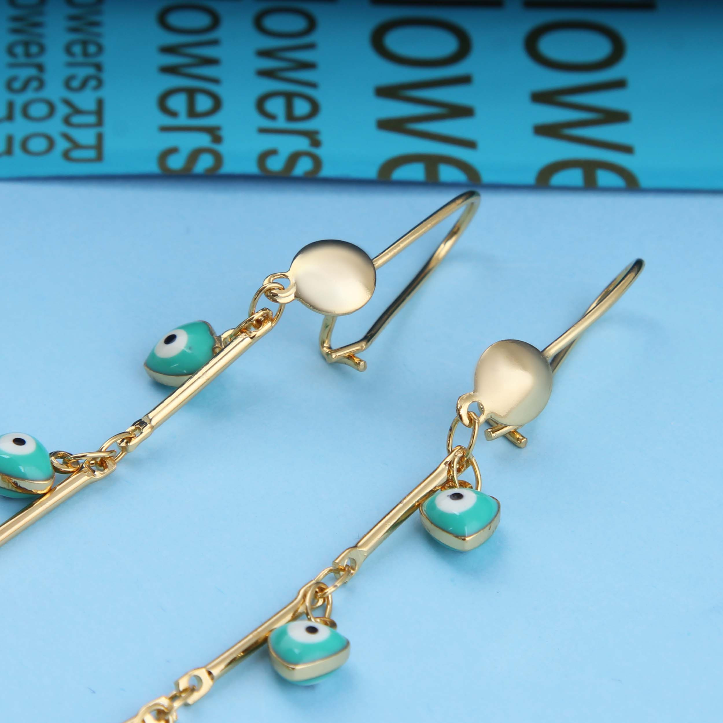 گوشواره زنانه بازرگانی میلادی مدل آویزی چشم و نظر کد GZN_321 گوشواره زنانه بازرگانی میلادی مدل آویزی چشم و نظر کد GZN_321