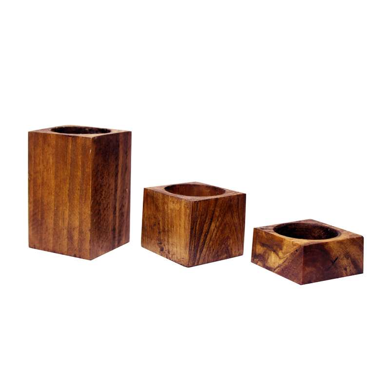 جاشمعی چوبی مدل روستیک کد 3D مجموعه 3 عددی