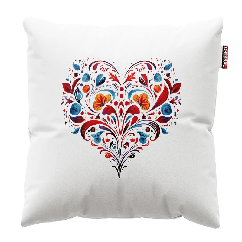  کوسن پاد آفرین طرح قلب و گل کد 3410 سایز 30*30 سانتی متر