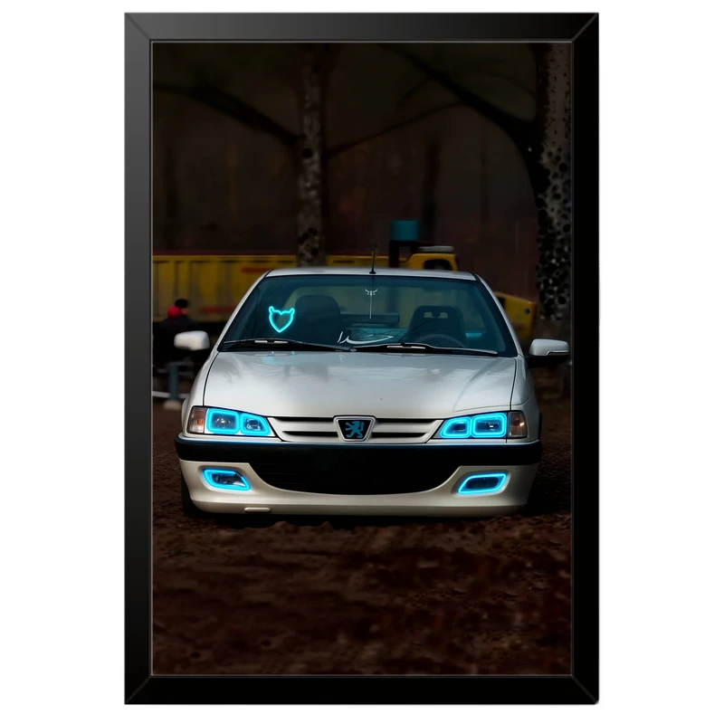 تابلو نوری بکلیت طرح ماشین و خودرو پژو پارس مدل BN-po1523 فریم مشکی