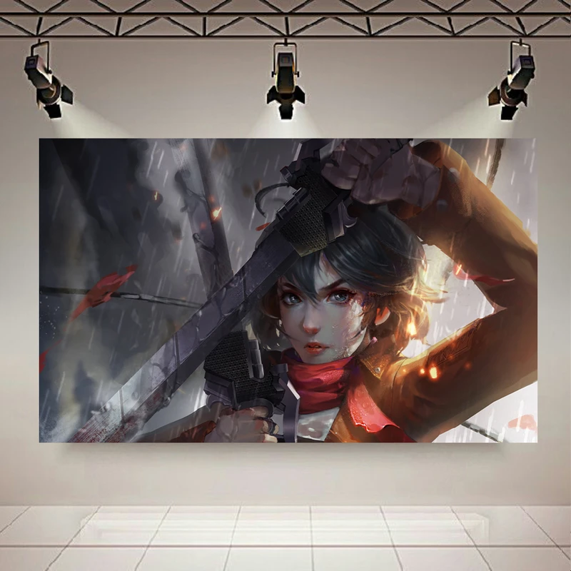 تابلو بوم طرح انیمه Attack on Titan مدل Mikasa Ackerman کد AR2797