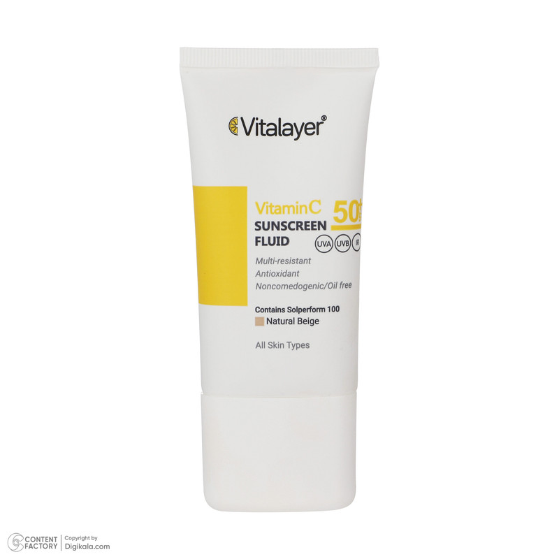 کرم ضد آفتاب رنگی ویتالیر SPF 50 مدل Vitamin C مناسب انواع پوست حجم 50 میلیلیتر کرم ضد آفتاب رنگی ویتالیر SPF 50 مدل Vitamin C مناسب انواع پوست حجم 50 میلیلیتر