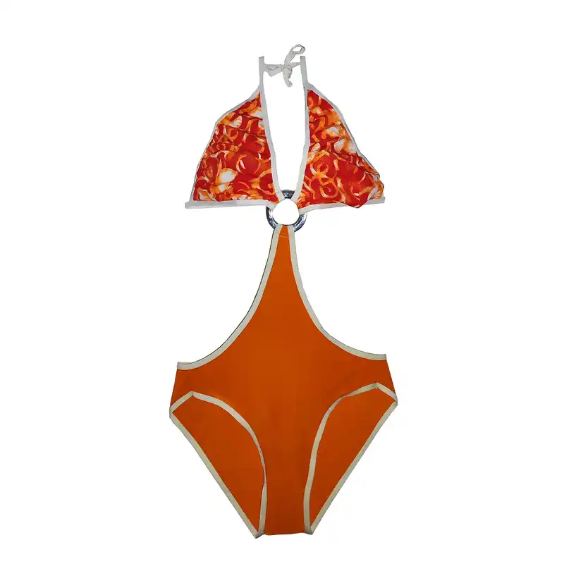 مایو زنانه مدل یک تکه بندی رنگ نارنجی