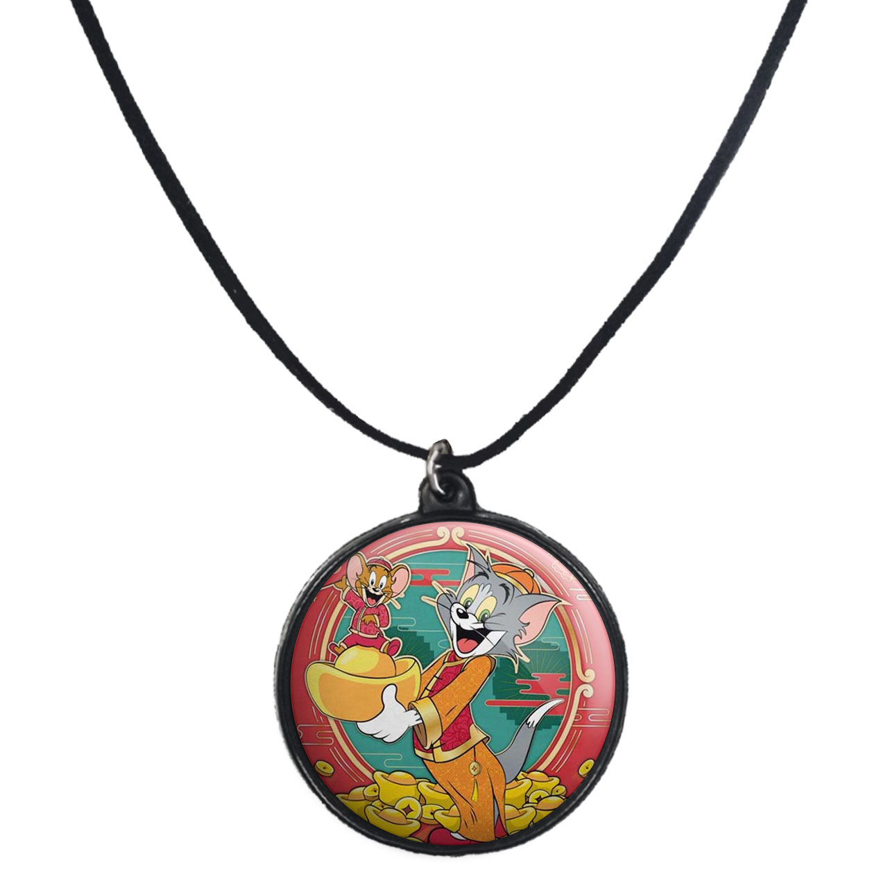 گردنبند پرمانه طرح تام و جری کد pmb.10745 مدل دو طرفه