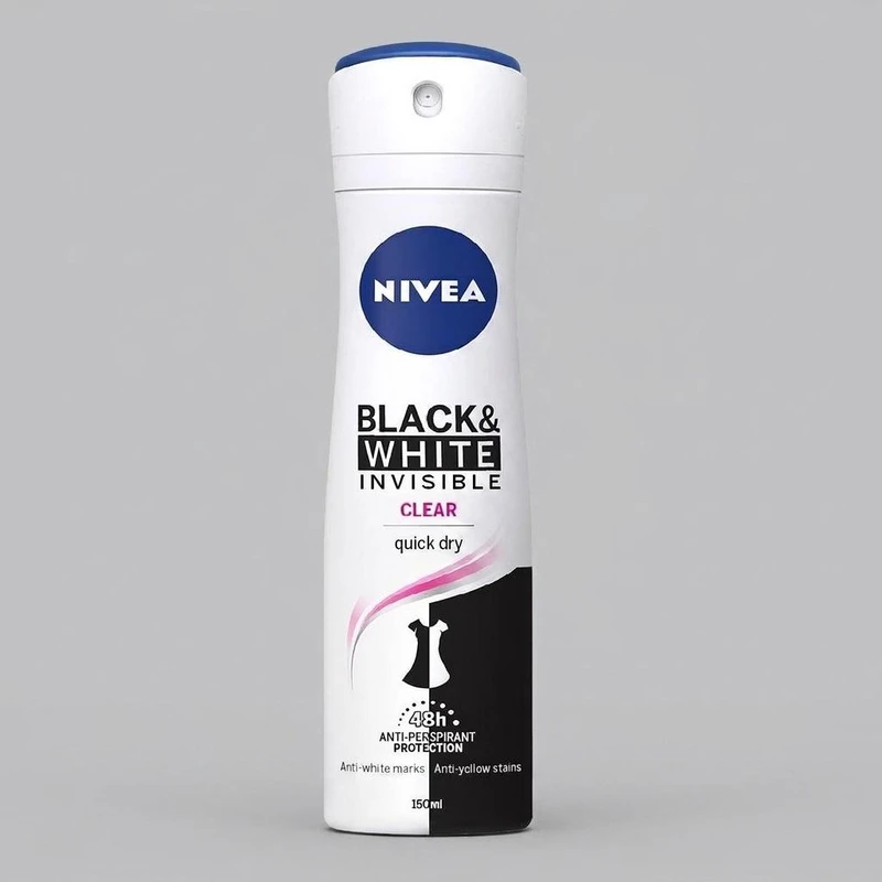 اسپری ضد تعریق زنانه نیوآ مدل Black & White Invisible Clear حجم 150 میلی لیتر