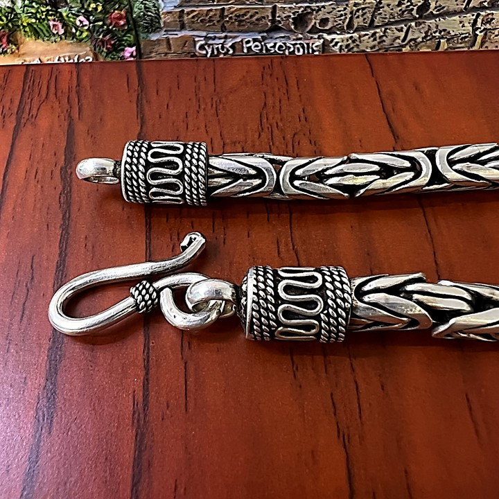 زنجیر نقره مردانه سیاه قلم کد glsr-1169