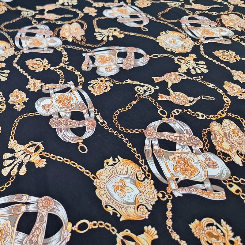 پارچه لباس عرض 1/5 متر مدل کدری نخی زنجیری رنگ مشکی