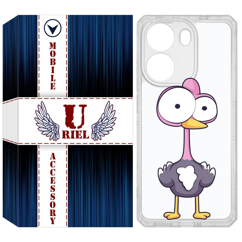 کاور یوریل مدل Clear کد 43 طرح شترمرغ مناسب برای گوشی موبایل شیائومی Poco X7 Pro