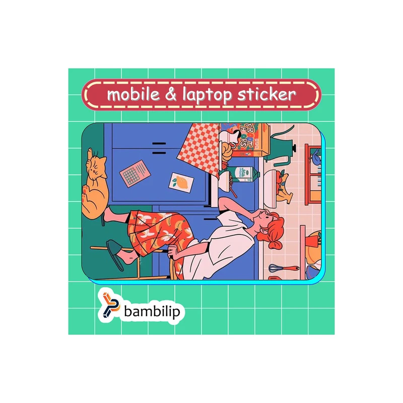 استیکر بامبیلیپ مدل کارت عابر طرح صبحانه در آشپزخانه کد 1255632