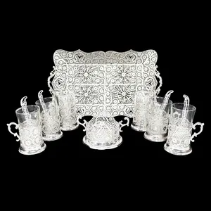 سرویس چای خوری 14 پارچه ملیله کاری کد RA