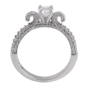 انگشتر نقره زنانه بازرگانی میلادی مدل نگین برلیان اتمی طرح نامزدی فانتزی ابکاری رادیوم کد AWR_1441