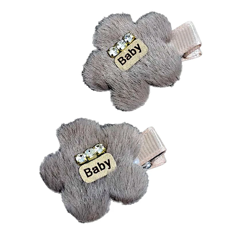 گیره مو دخترانه مدل خزدار گل 01 بسته 2 عددی