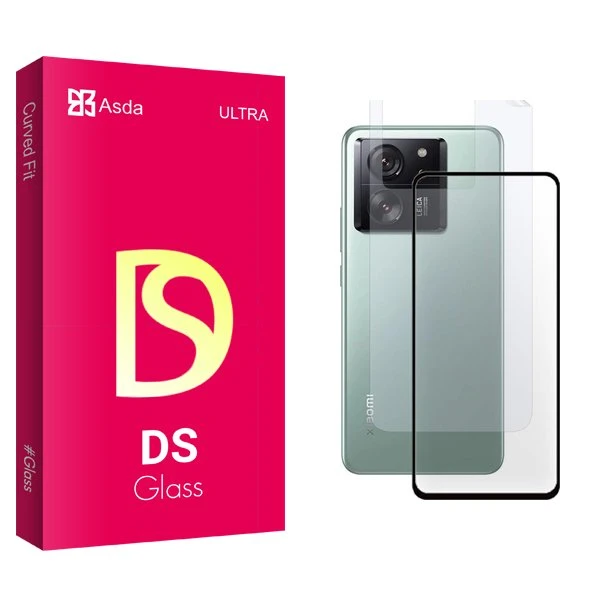 محافظ صفحه نمایش شیشه ای آسدا مدل DS مناسب برای گوشی موبایل شیائومی 13T  به همراه محافظ پشت گوشی
