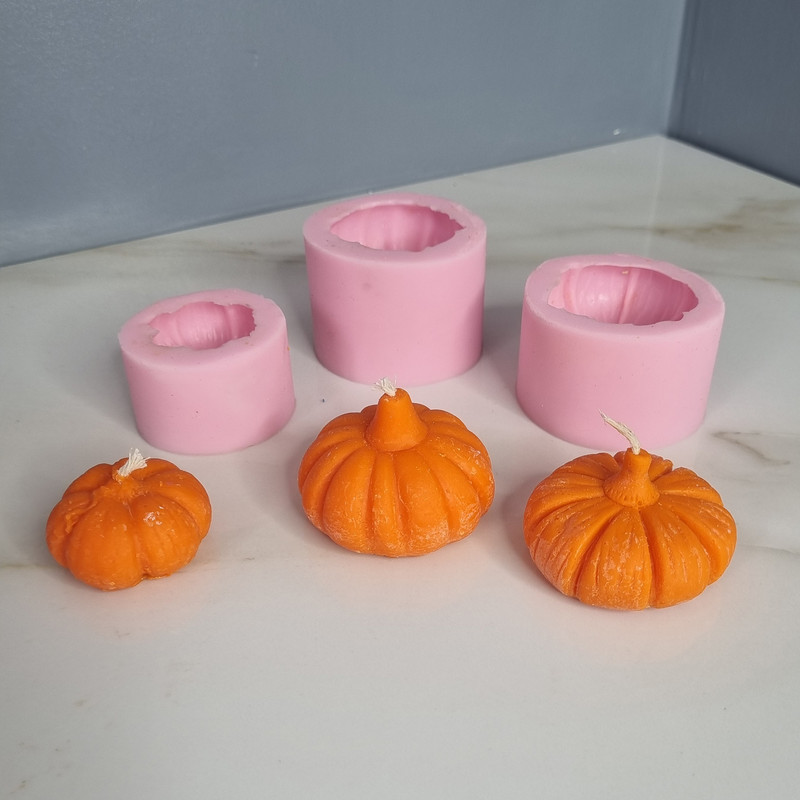 قالب شمع مدل ست کدو تنبل گرد مجموعه 3 عددی