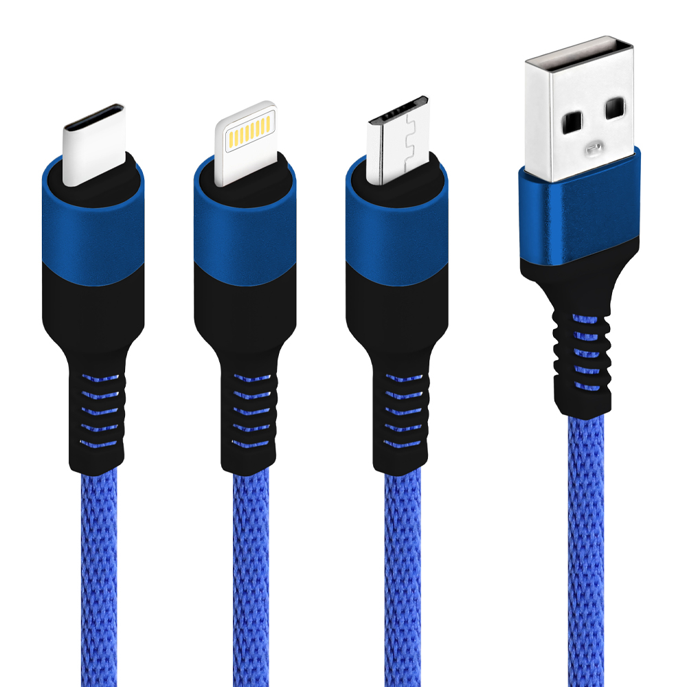 کابل تبدیل USB به microUSB / USB-C / لایتنینگ ام پی بلبری مدل BLB-2030 طول 1.2 متر