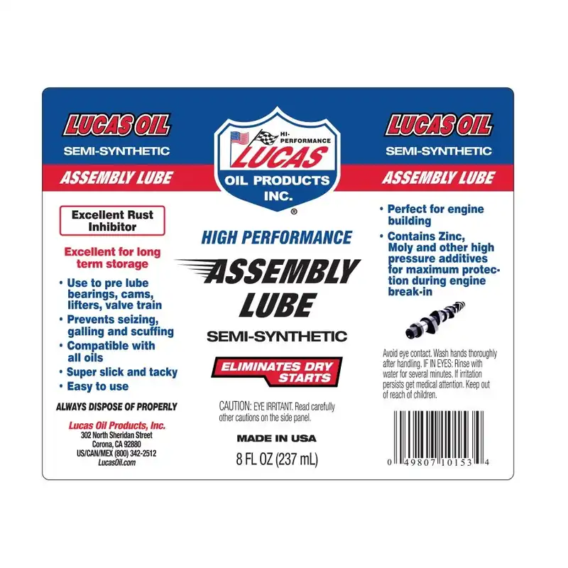 مکمل روغن روان کننده یاتاقان و میل سوپاپ لوکاس مدل Assembly Lube حجم 237 میلی لیتر
