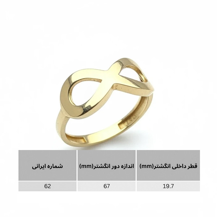 انگشتر طلا 18 عیار زنانه فرهاد گلد مدل بی‌نهایت  - 7