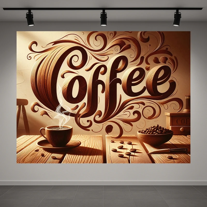 تابلو بوم طرح مخمل کافیشاپ مدل چوبی کد AR3059356