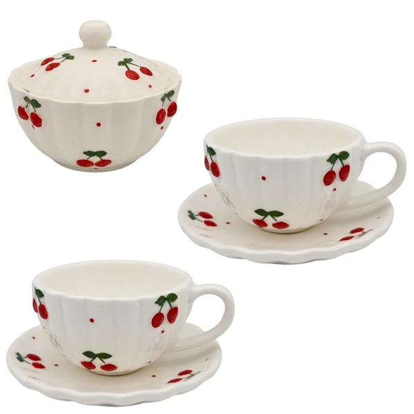 سرویس چای خوری ۶ پارچه مناسب برای 2 نفره مدل صدفی کد 2411P6xalb