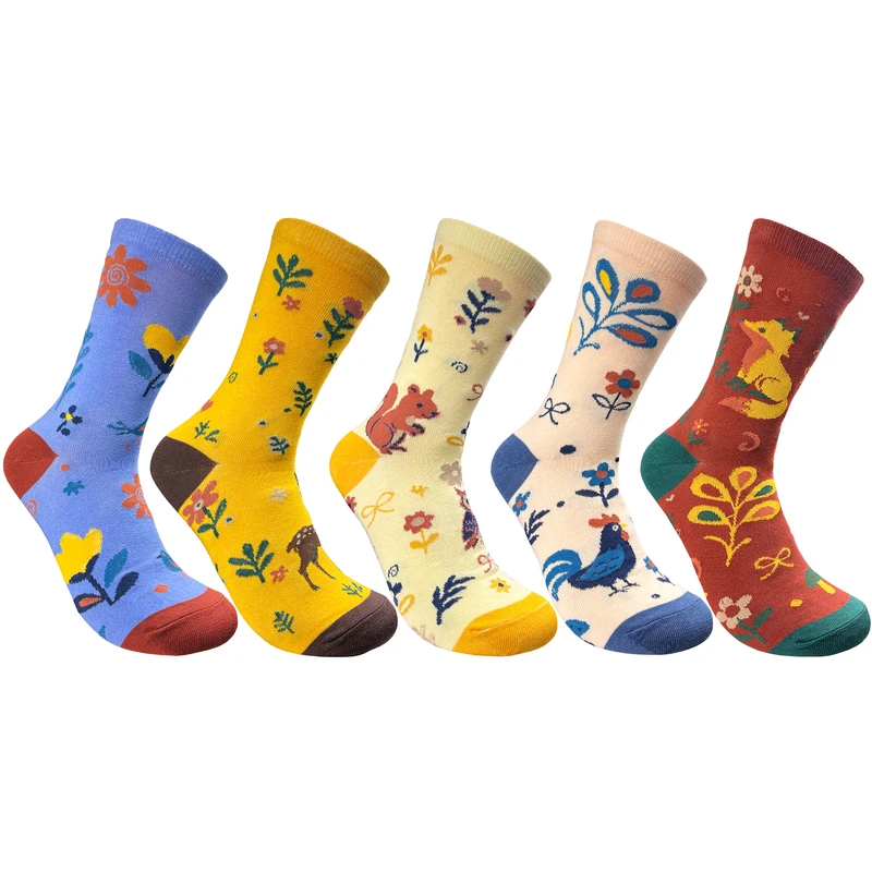 جوراب ساق بلند زنانه مدل فصل بهار 01 بسته 5 عددی