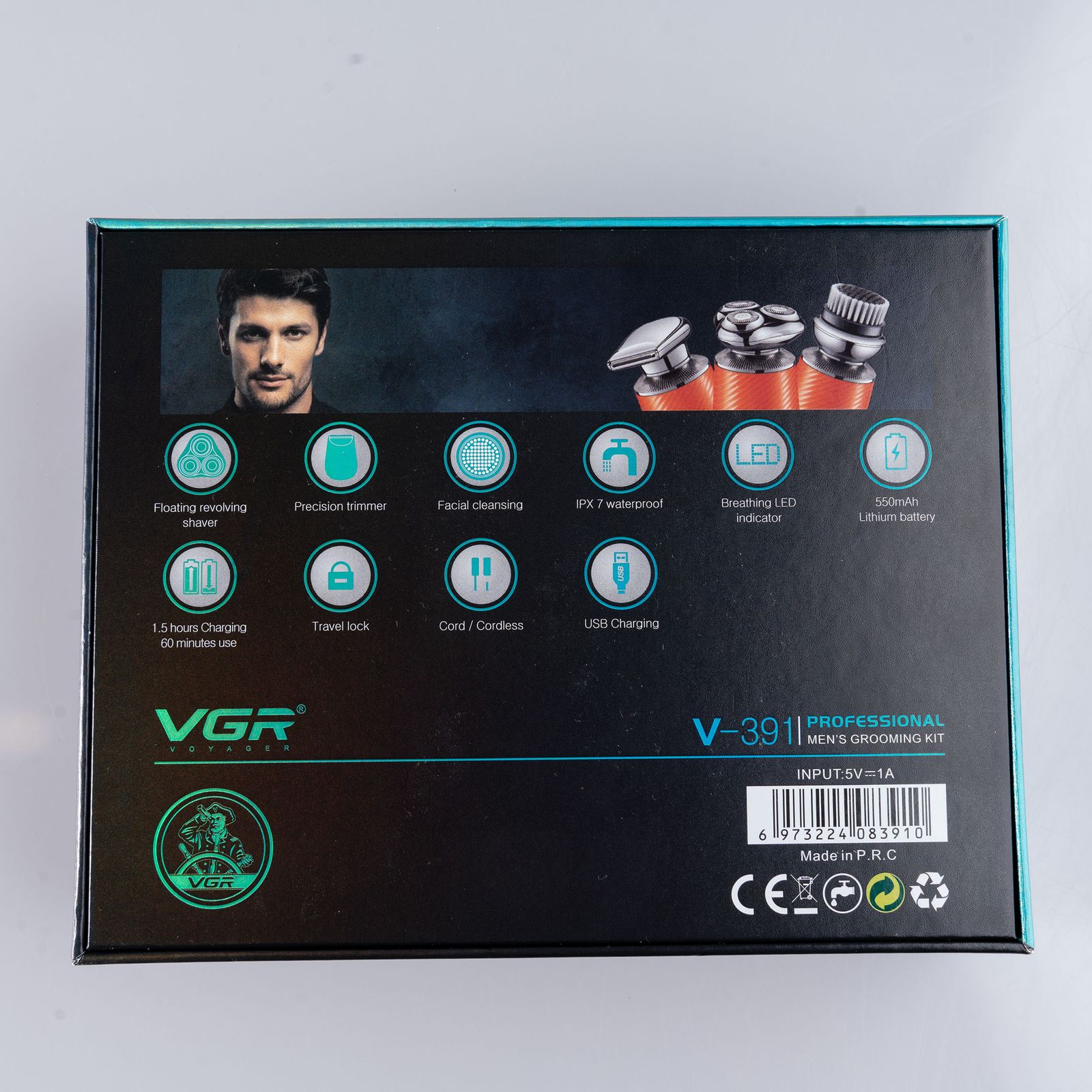 ماشین اصلاح موی صورت شارژی وی جی ار مدل V-391 -  - 12