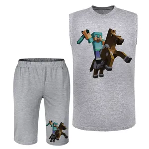 ست تاپ و شلوارک مردانه مدل ماینکرفت و اسب A490