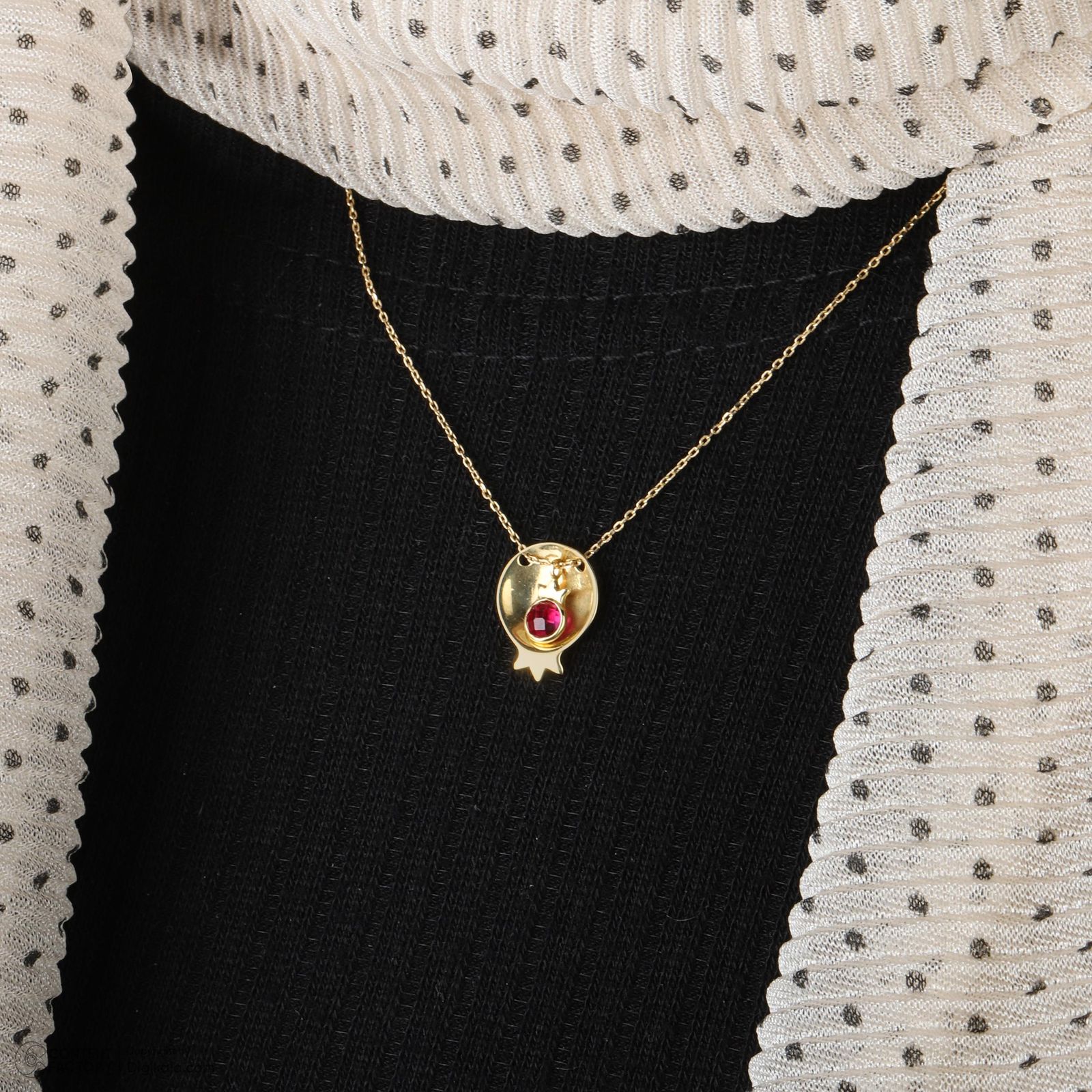 گردنبند طلا 18 عیار زنانه با زنجیر حلقه‌ای (فلامینگو) وی گالری مدل انار و مارکو کد NA1667 -  - 4