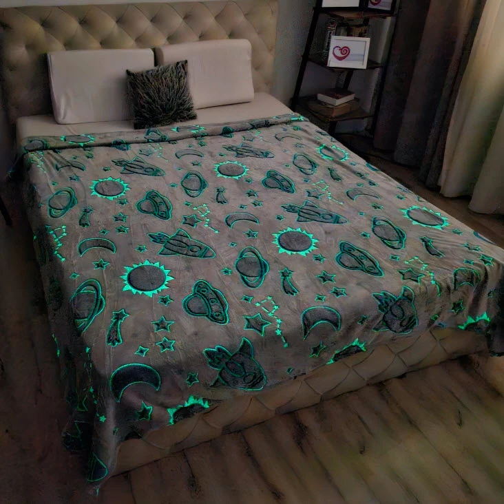 پتو مدل شبنما طرح سفینه دو نفره سایز 240x220 سانتی متر