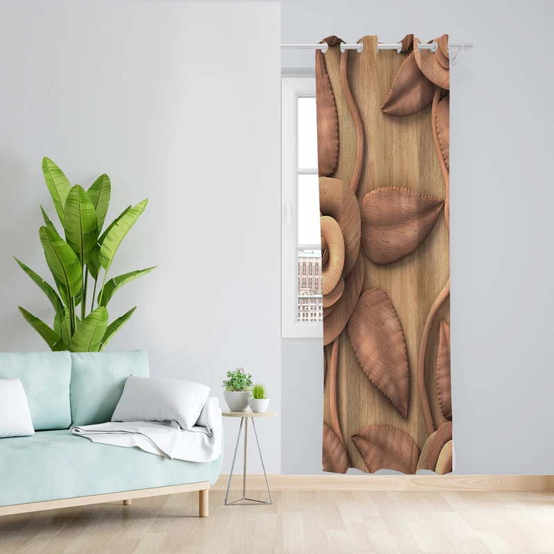 پرده طرح گل مدل مخمل پانچی کد L 1205R Z سایز 140x200 سانتی متر