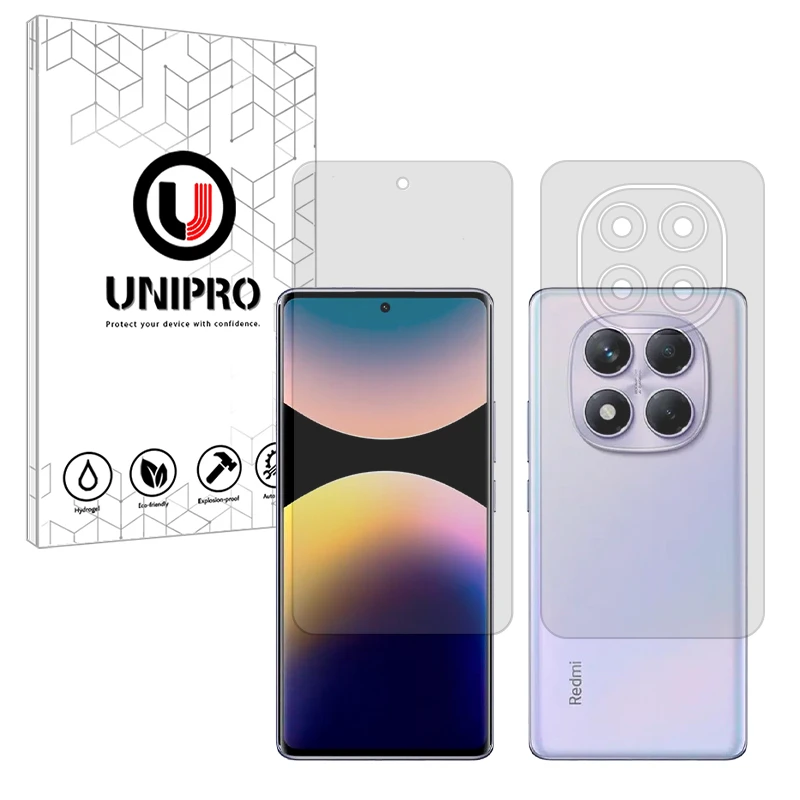 محافظ صفحه نمایش مات یونی پرو مدل 5 Star مناسب برای گوشی موبایل شیائومی Redmi Note 14 Pro 4G به همراه محافظ پشت گوشی