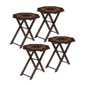 میز عسلی مدل چمدانی تاشو کد 001 مجموعه 4 عددی