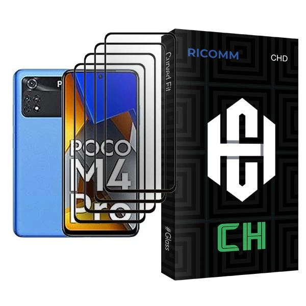 محافظ صفحه نمایش ریکام مدل CH Glass MIX004 مناسب برای گوشی موبایل شیائومی Poco M4 Pro بسته چهار عددی