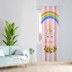 پرده طرح کودک یونیکورن مدل مخمل پانچی کد 5537aR z سایز 140x200 سانتی متر