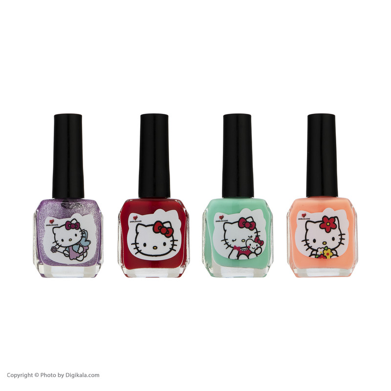لاک ناخن کریستال دایموند مدل HELLO KITTY بسته 4 عددی