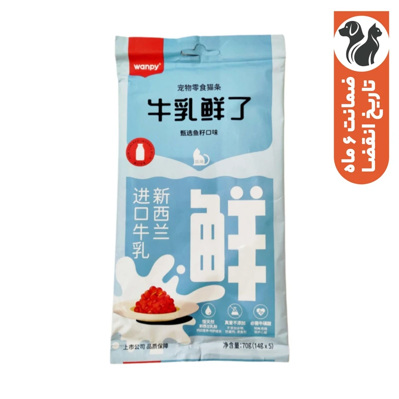 تشویقی گربه ونپی مدل بستنی طعم شیر و قلیه ماهی وزن 70 گرم