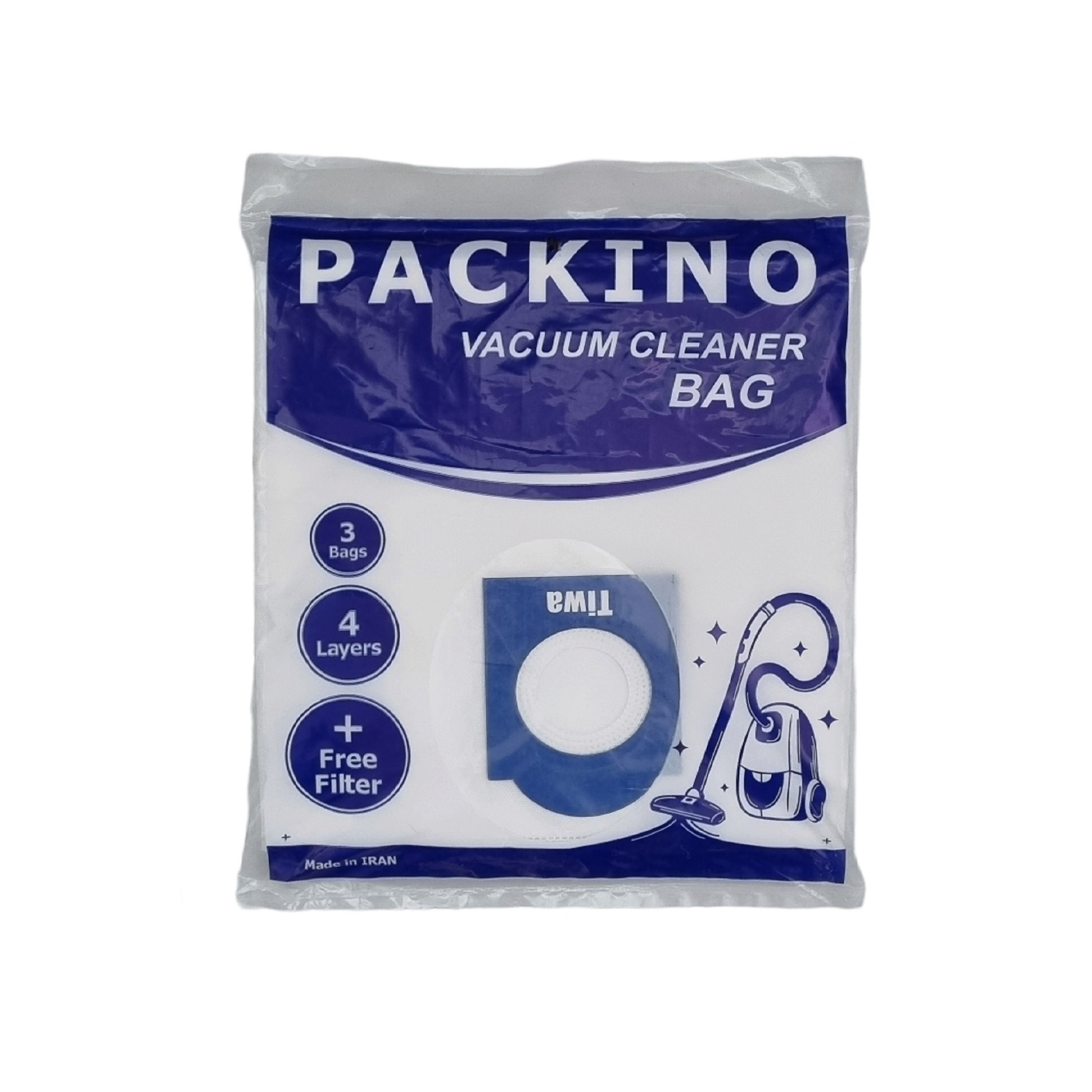 پاکت جاروبرقی پاکینو مدل micro plus مناسب برای جاروبرقی تیوا بسته 3 عددی